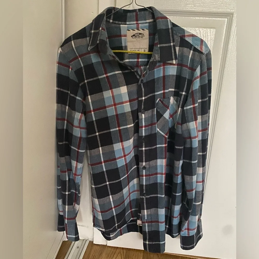 Vans Men's Casual Plaid Shirt - Blue, Black, Red - Picture 1 of 2